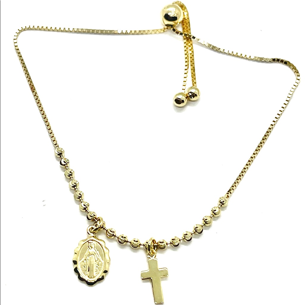 14kt Gold Rosario Charm Bracelet